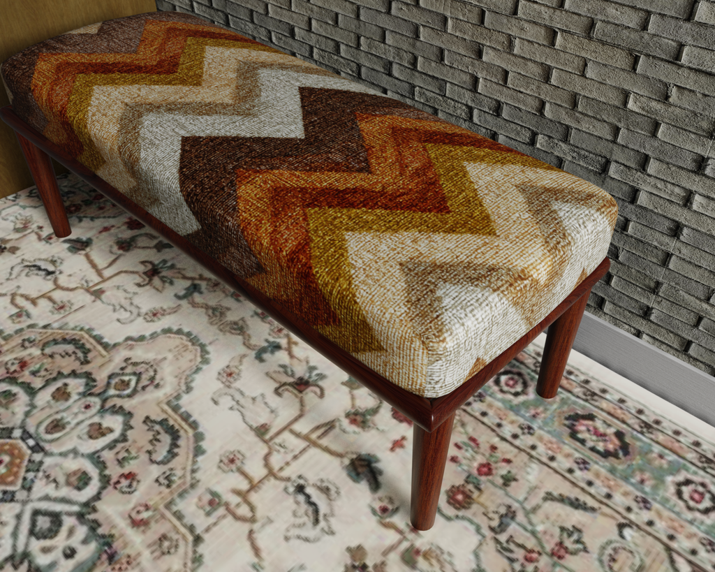 Rust & Cream Chevron bench 7