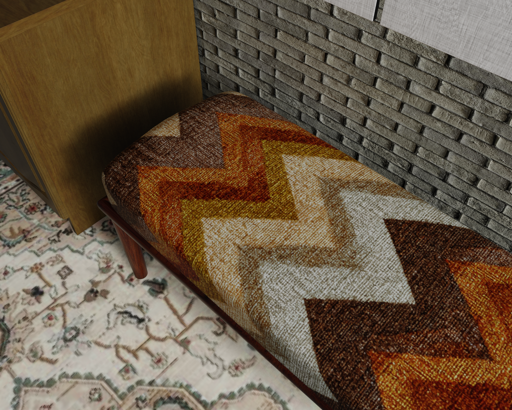 Rust & Cream Chevron bench 5