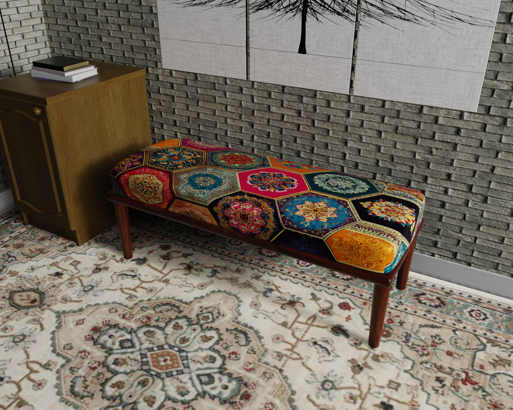 Colorful Hexagon Mosaic bench 1