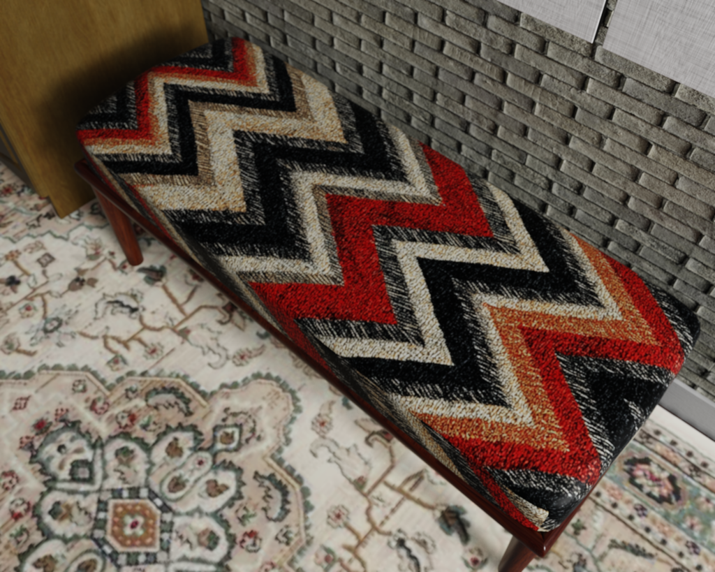 Black & Ivory Zigzag Chevron bench 6