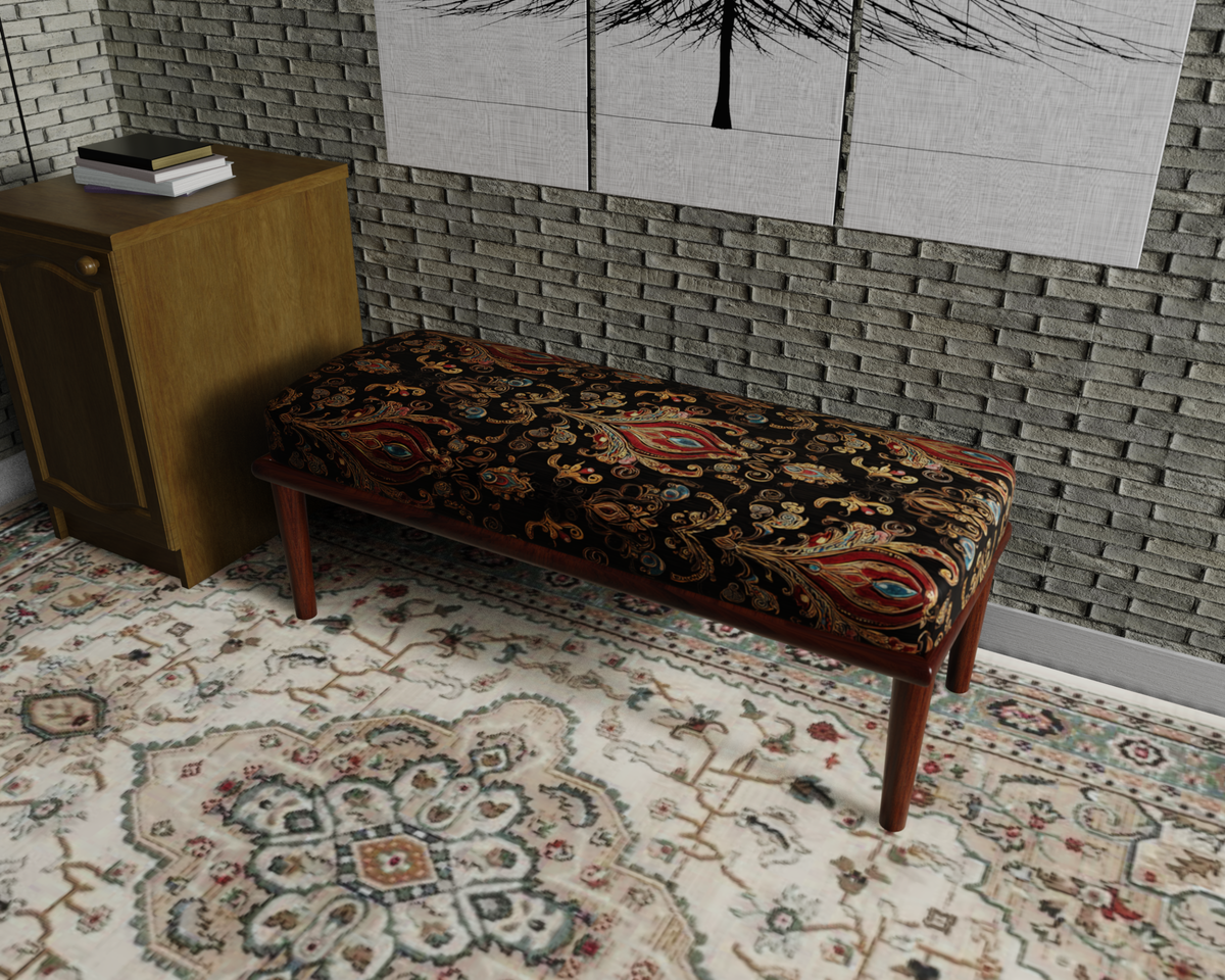 Black & Gold Paisley Damask bench 1