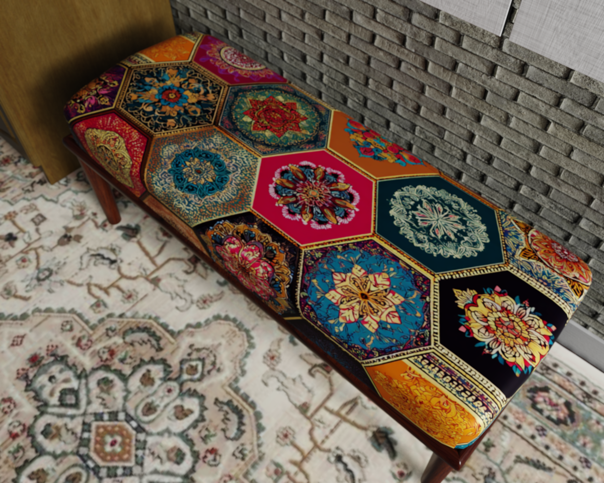 Colorful Hexagon Mosaic bench 6