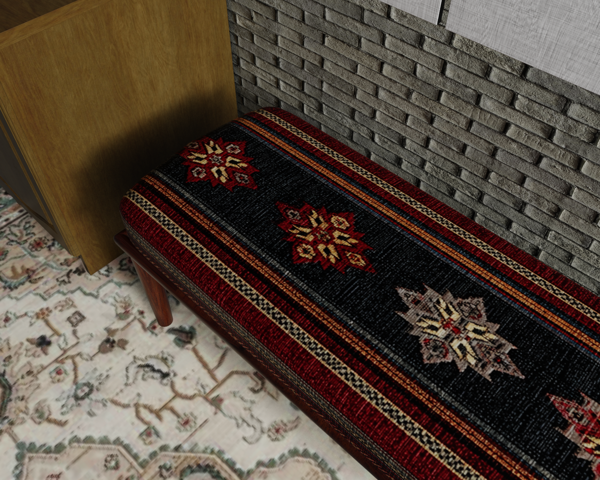 Black & Red Striped Kilim bench 5