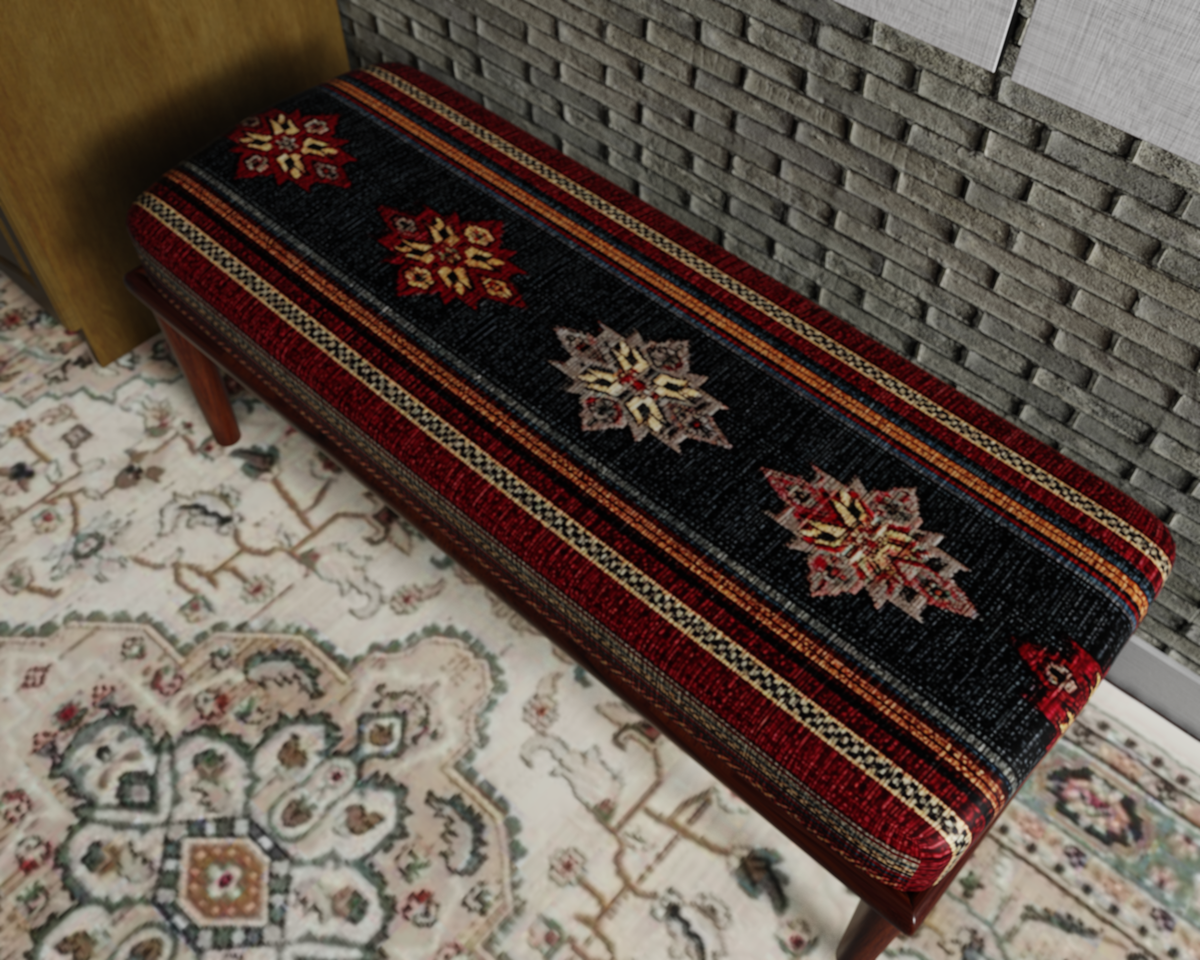 Black & Red Striped Kilim bench 6