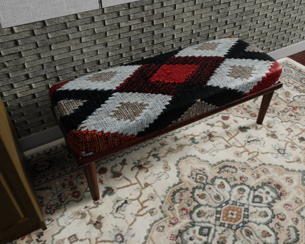 Black & Red Diamond Kilim bench 8