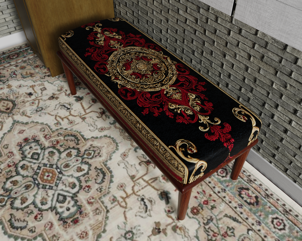 Black & Red Ornate Medallion bench 3
