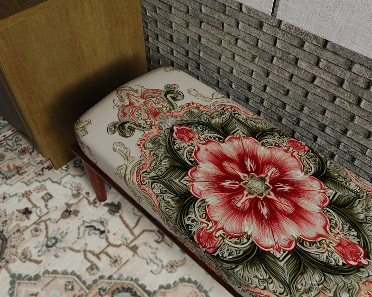 Ivory & Rose Floral Medallion bench 5