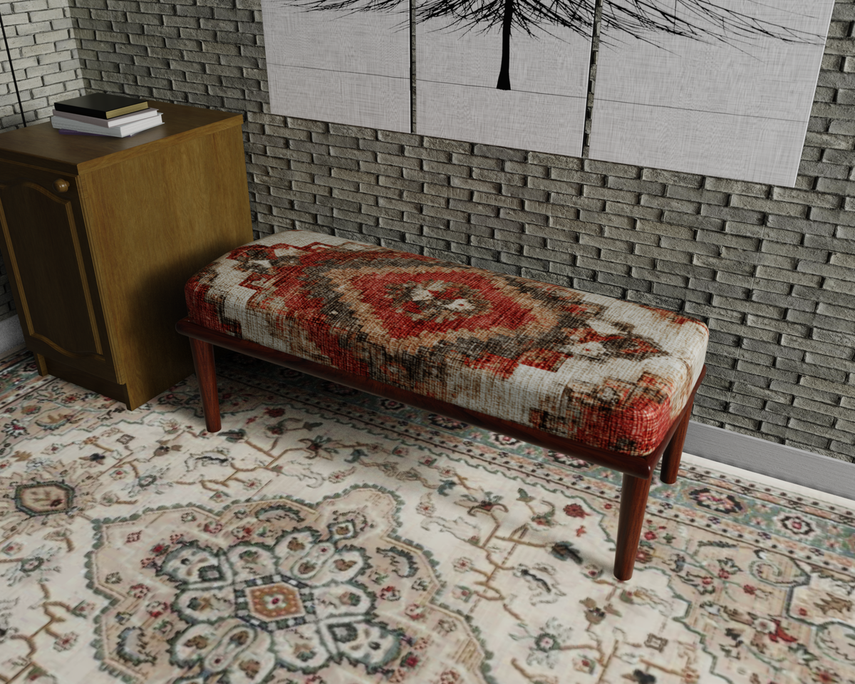 Terracotta Diamond Kilim bench 1