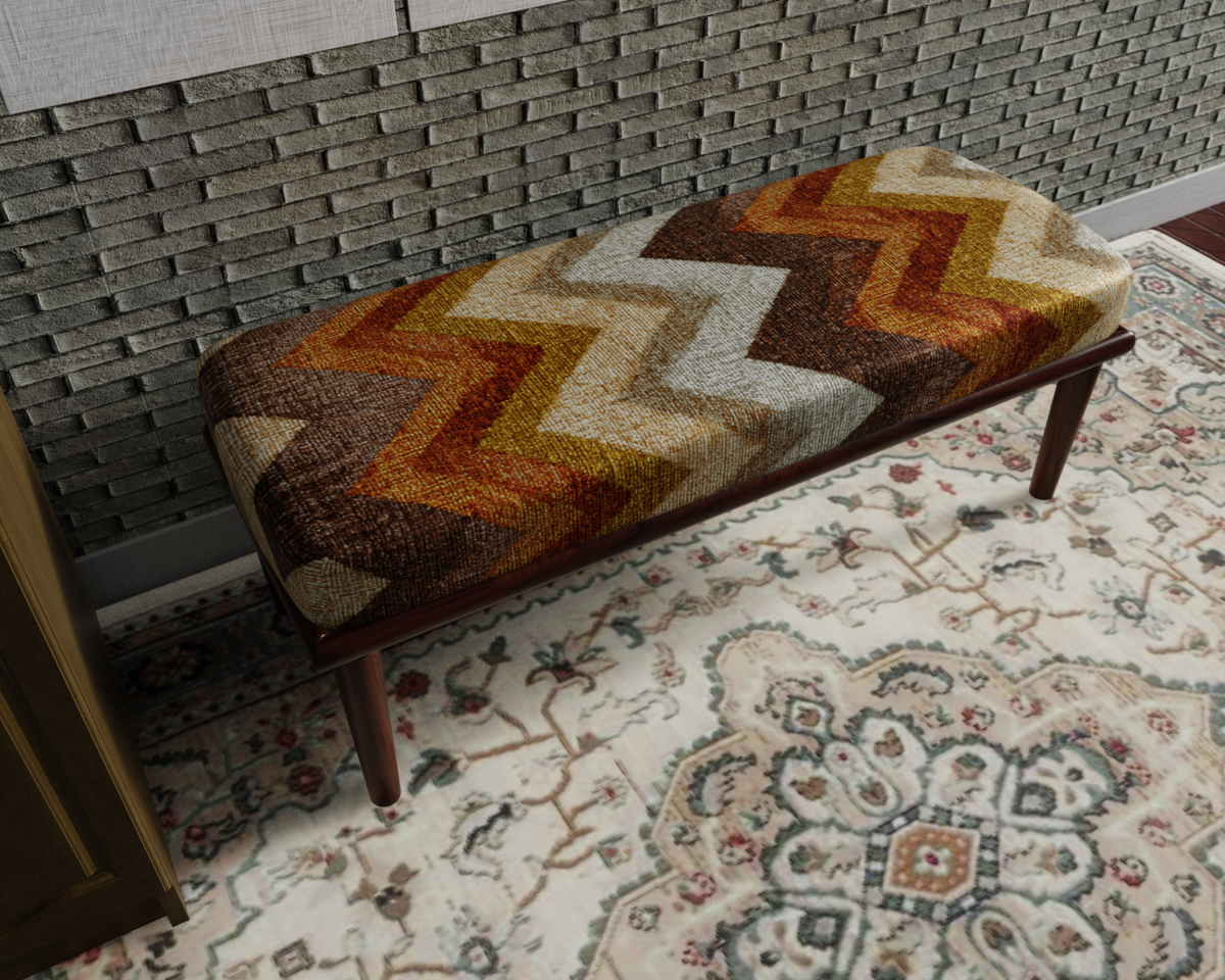 Rust & Cream Chevron bench 8