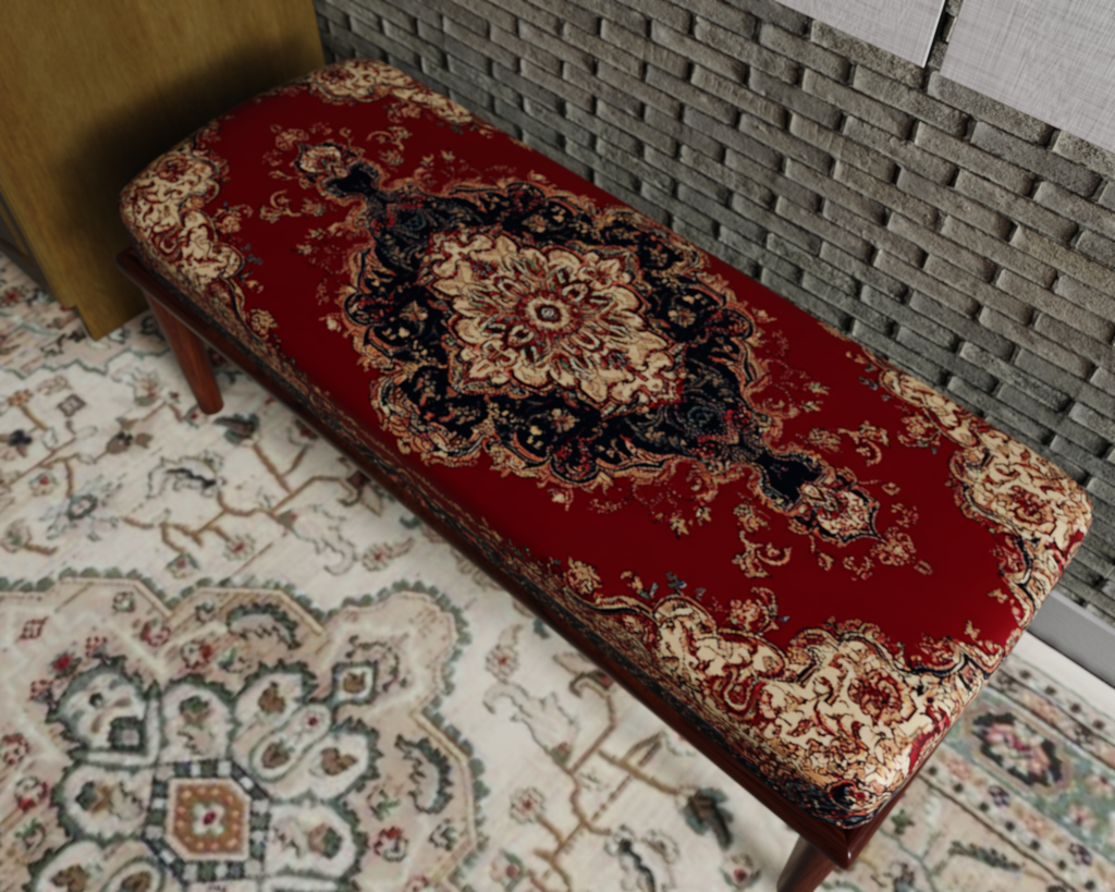 Crimson & Navy Royal Persian bench 6