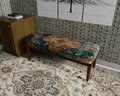 Teal & Rust Distressed Persian bench 1