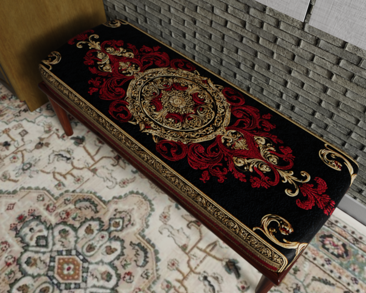 Black & Red Ornate Medallion bench 6