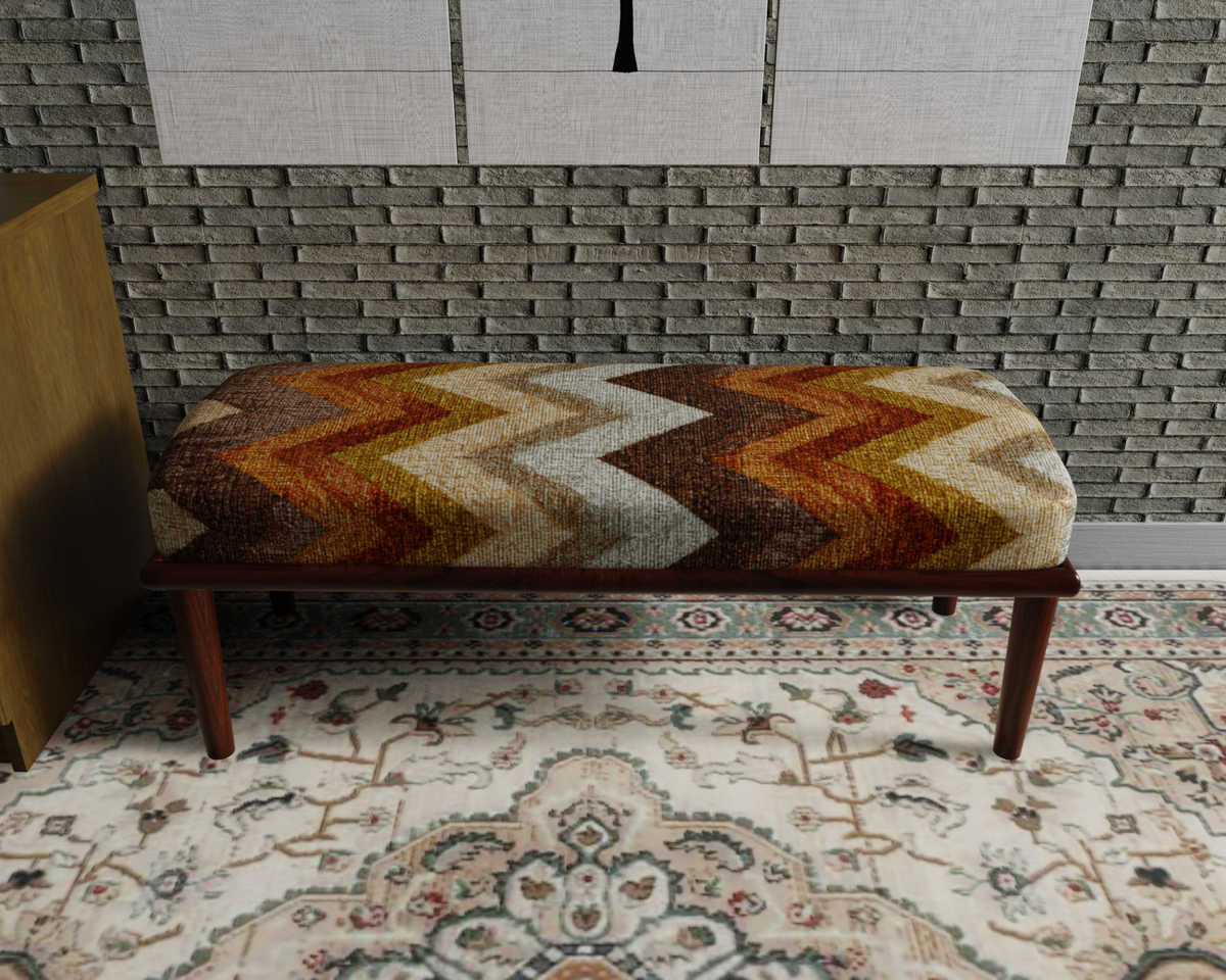 Rust & Cream Chevron bench 2