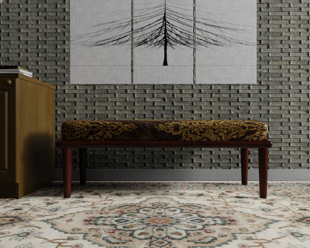 Chocolate & Gold Damask bench 4