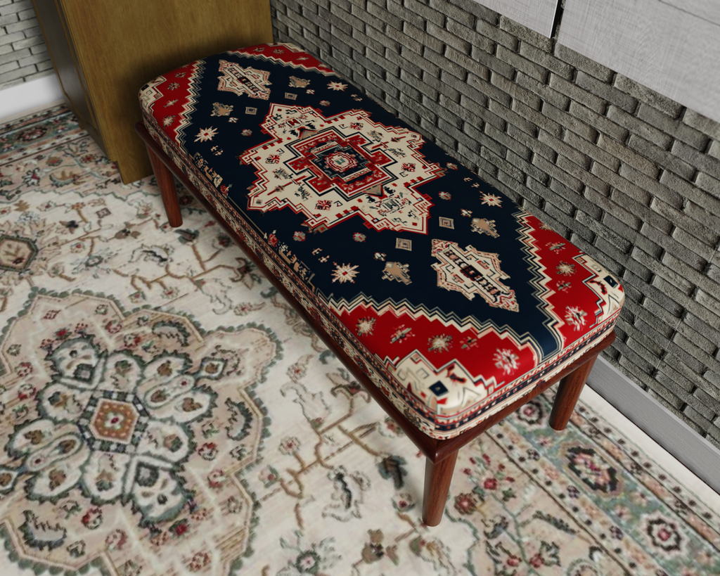 Navy Kilim Medallion bench 3