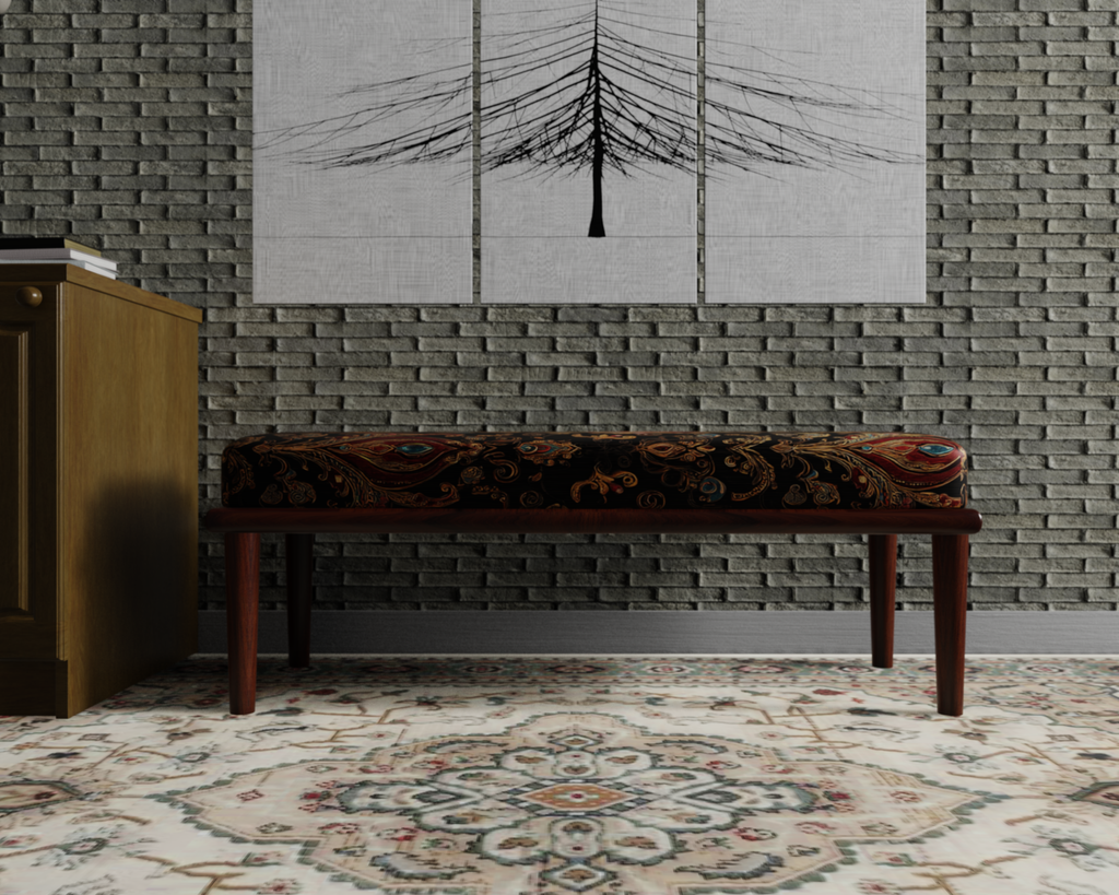 Black & Gold Paisley Damask bench 4