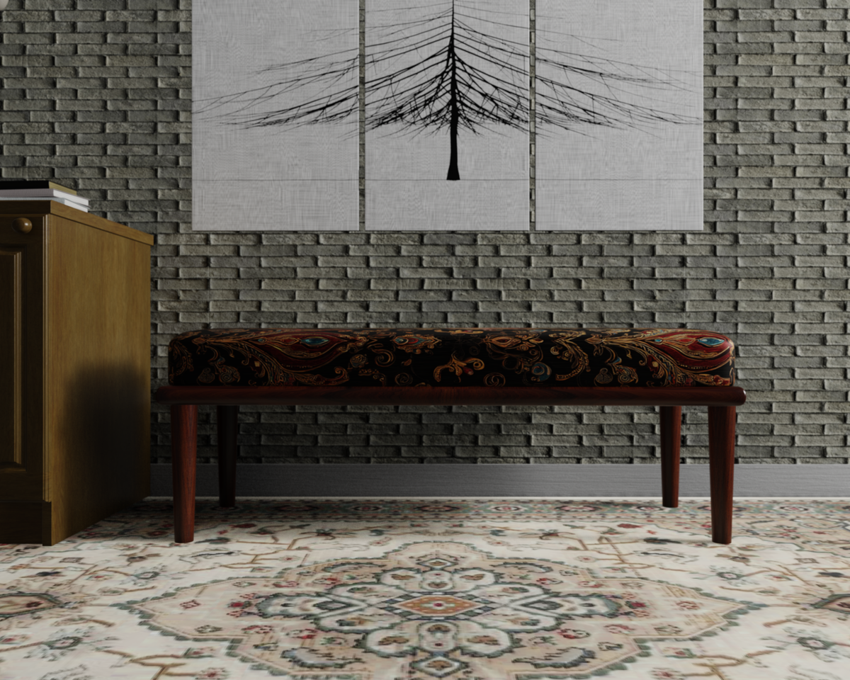 Black & Gold Paisley Damask bench 4