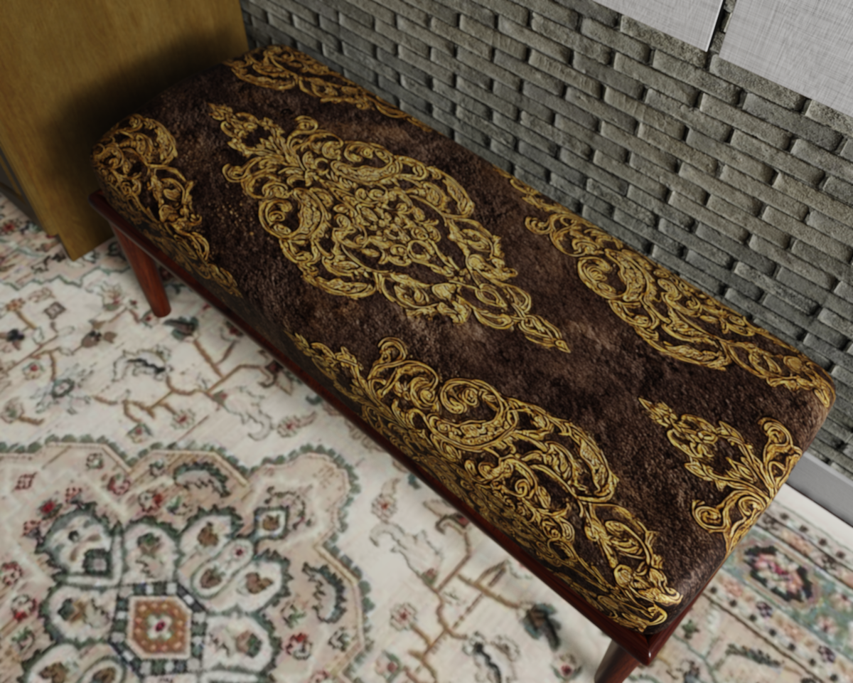 Chocolate & Gold Damask bench 6