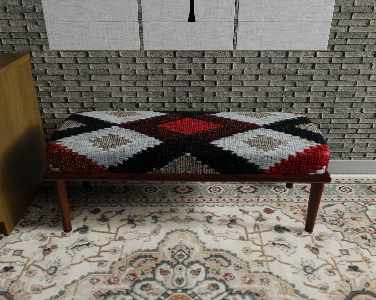 Black & Red Diamond Kilim bench 2