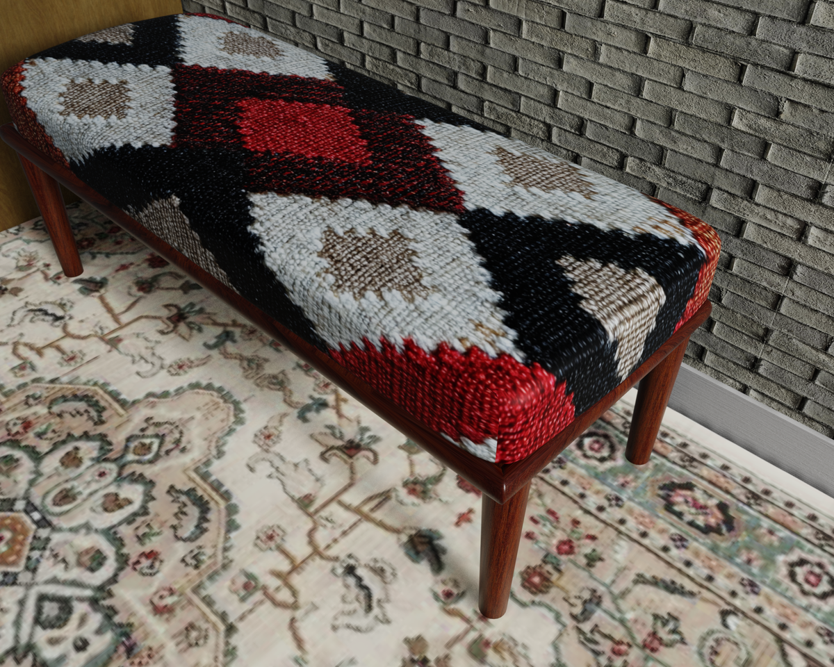 Black & Red Diamond Kilim bench 7