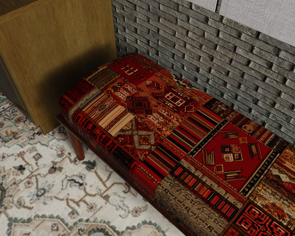 Burgundy Tribal Kilim bench 5