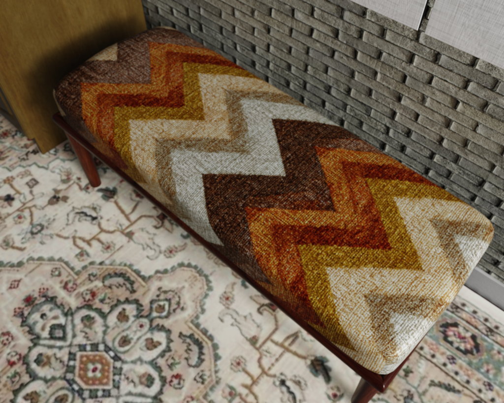 Rust & Cream Chevron bench 6