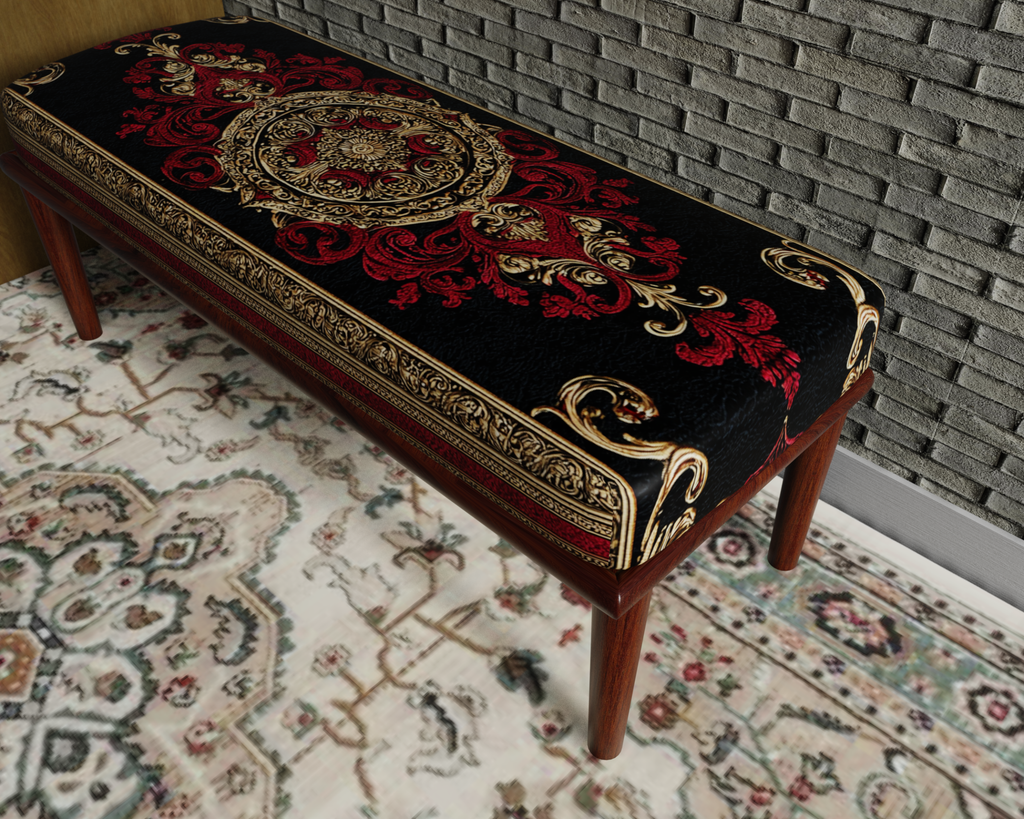 Black & Red Ornate Medallion bench 7