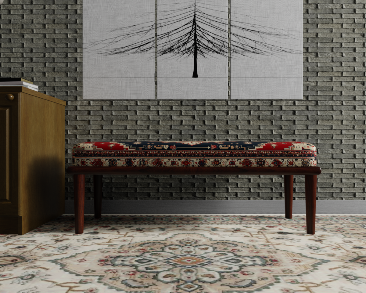 Navy Kilim Medallion bench 4