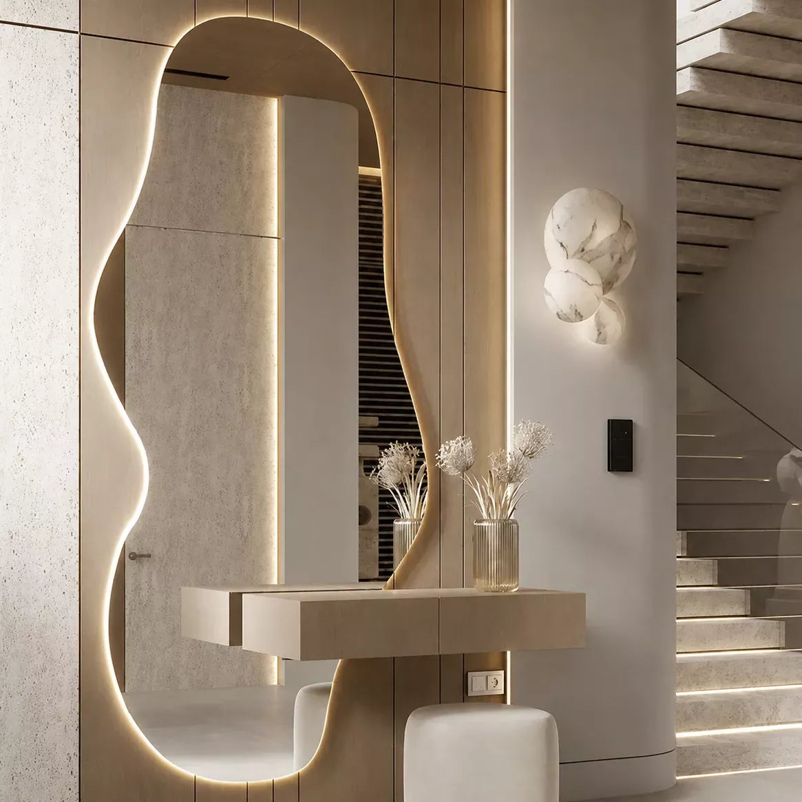 Female Silhouette LED Backlit Entryway Mirror