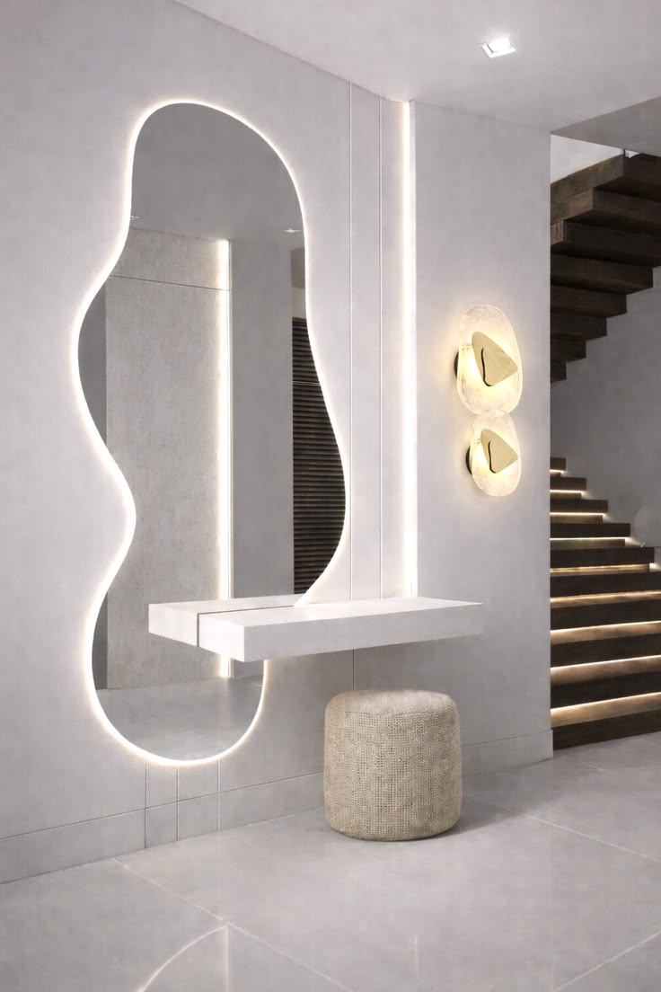 Female Silhouette LED Backlit Entryway Mirror
