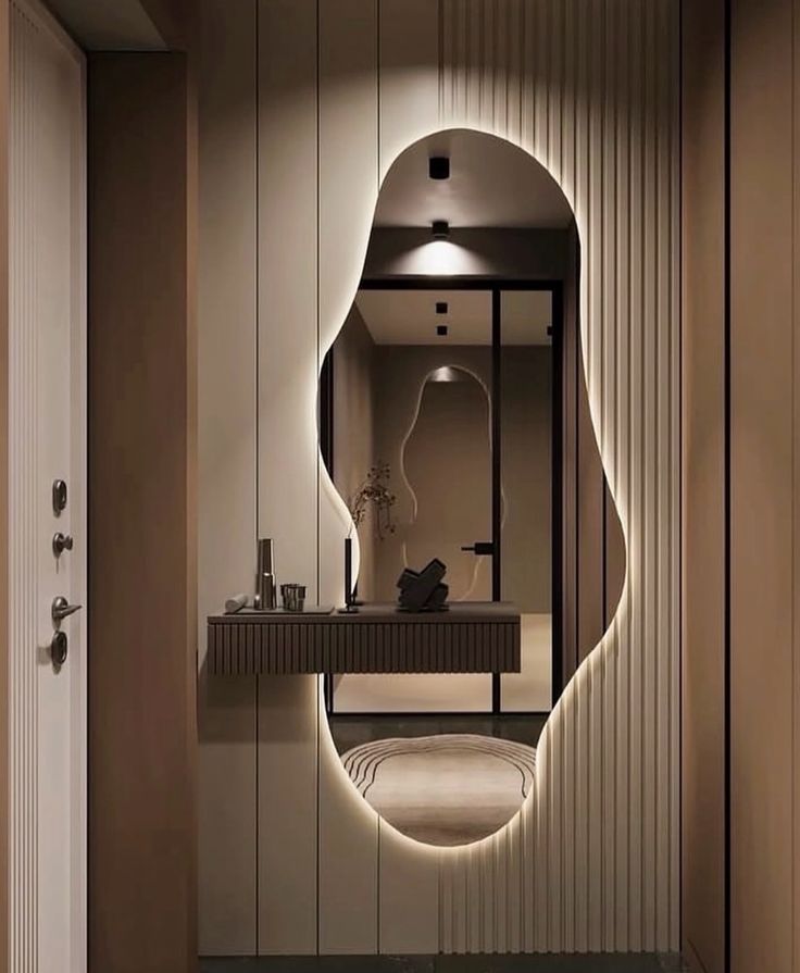 Female Silhouette LED Backlit Entryway Mirror