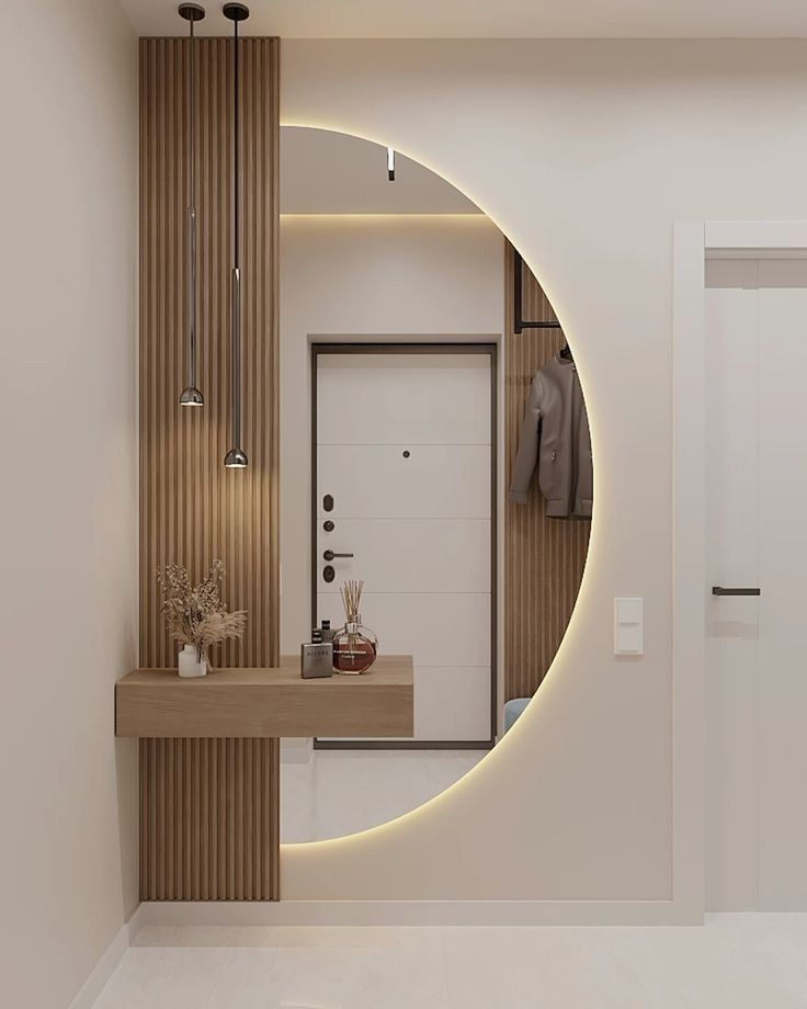 D-Shaped LED Backlit Wall Mirror