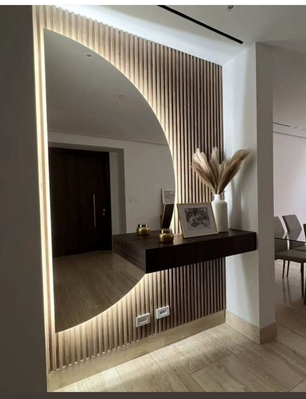 D-Shaped LED Backlit Wall Mirror