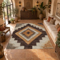Brown and Tan Southwestern Diamond printed area rug