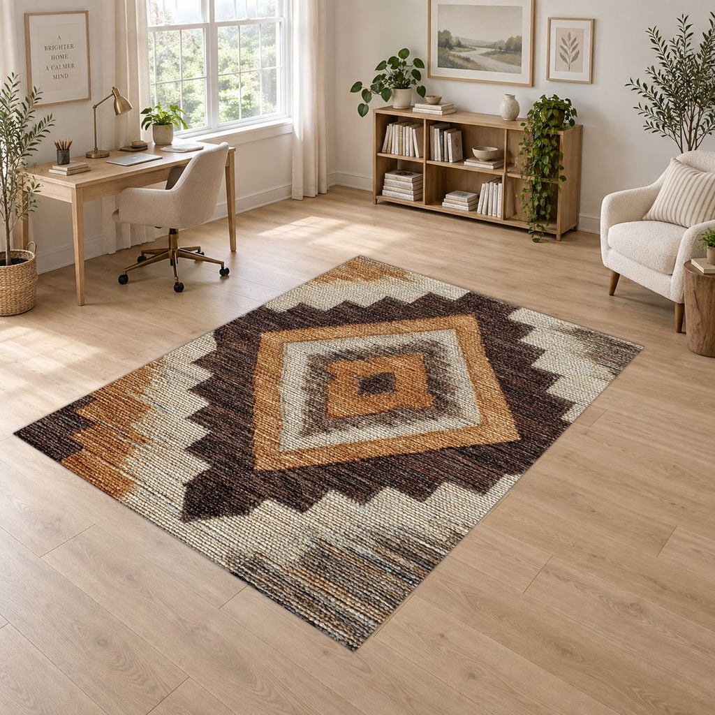 Brown and Tan Southwestern Diamond printed area rug