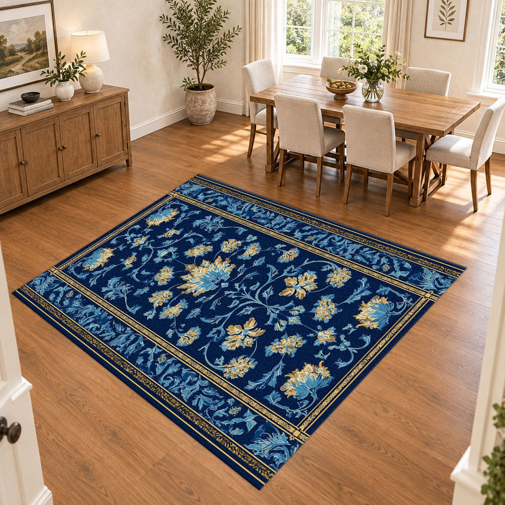 Royal Blue Floral Persian Runner printed area rug