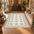 Cream Trellis Medallion Grid printed area rug