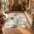 Gray and White Abstract Distressed printed area rug