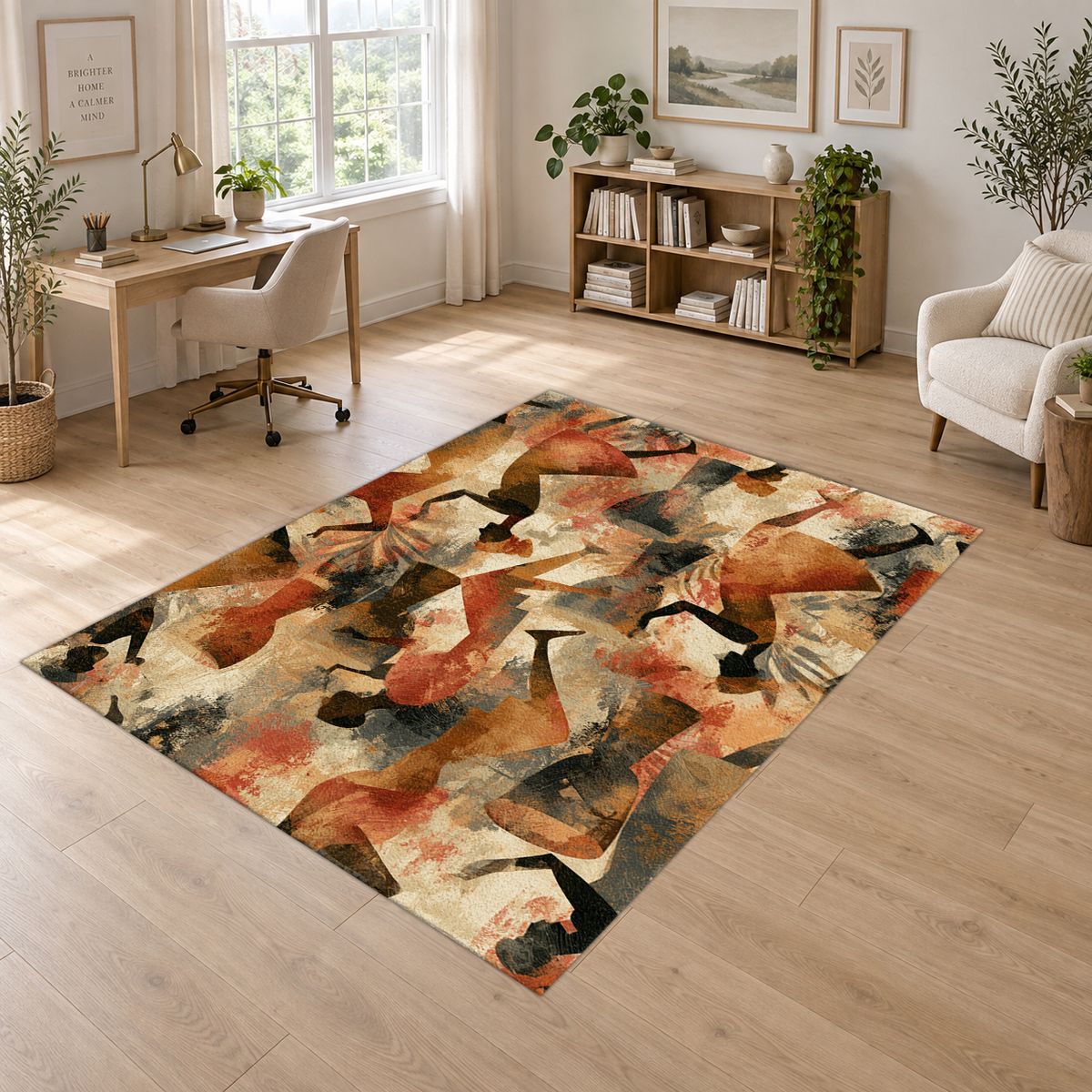 African Dancers Abstract Collage printed area rug