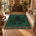 Emerald Octopus Vintage printed area rug