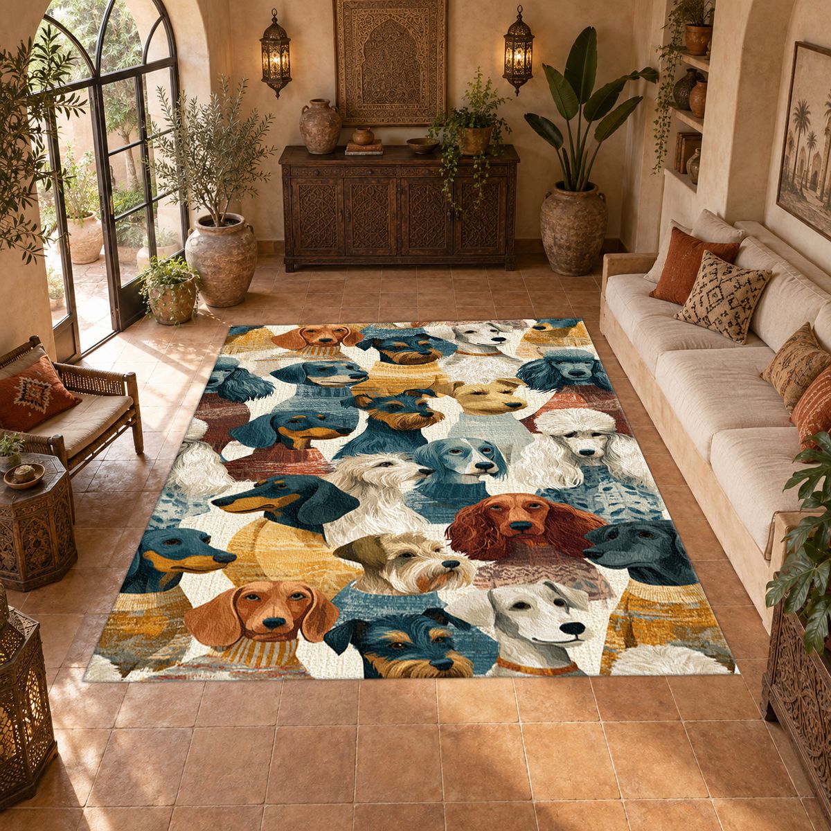 Dog Breeds Collage printed area rug