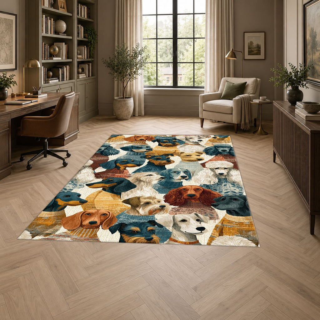 Dog Breeds Collage printed area rug