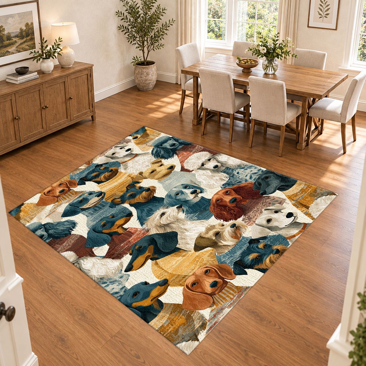 Dog Breeds Collage printed area rug