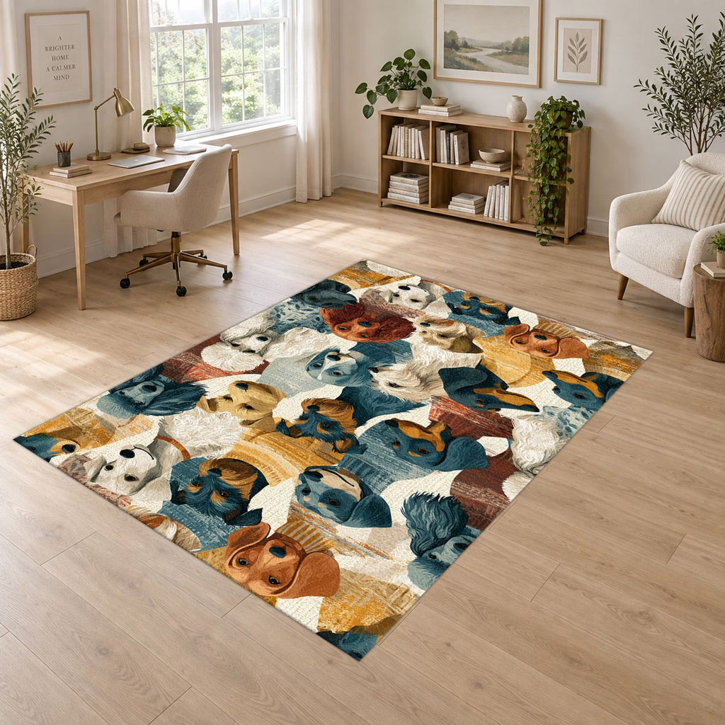Dog Breeds Collage printed area rug