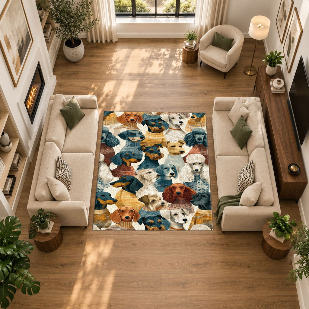Dog Breeds Collage printed area rug