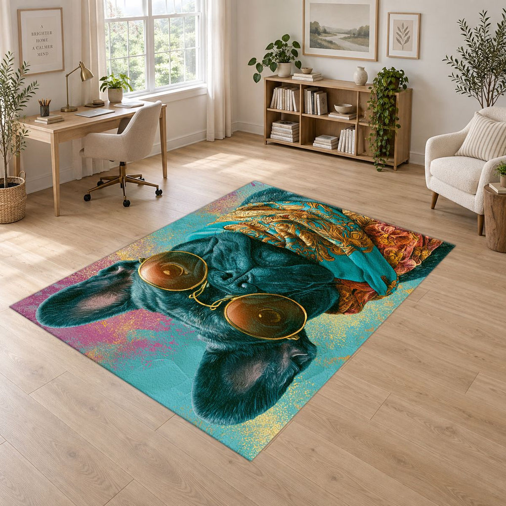 French Bulldog in Sunglasses printed area rug