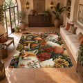 Red Fox Woodland Mushrooms printed area rug