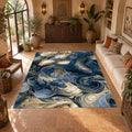 Navy Koi Fish Swirls printed area rug