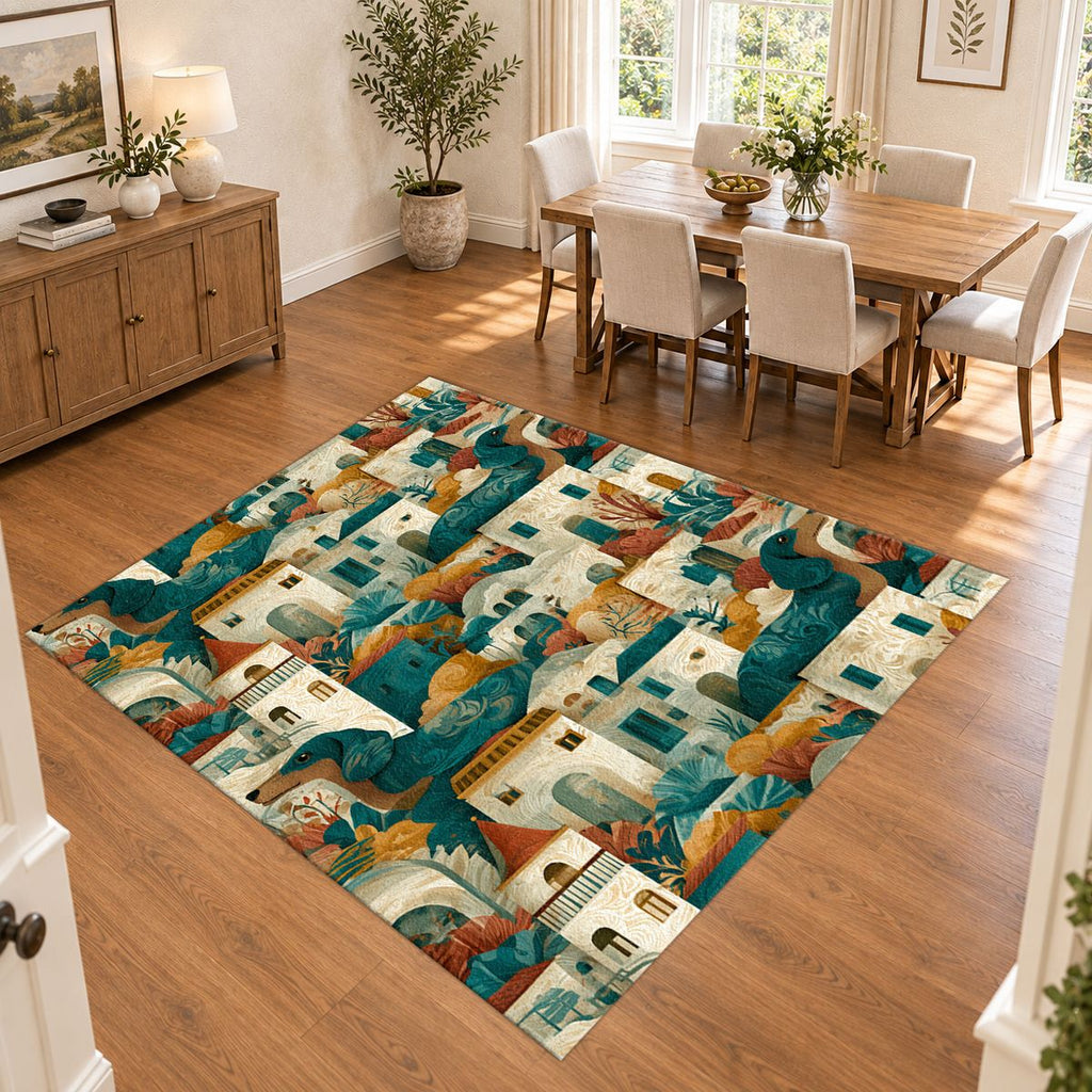 Mediterranean Village Pattern printed area rug