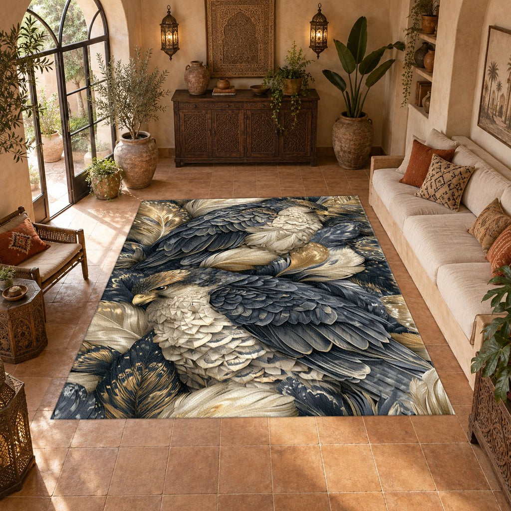 Gray Eagles Feather Pattern printed area rug